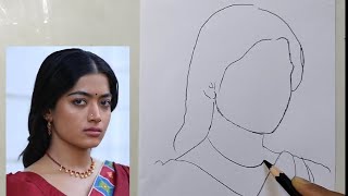 Rashmika Mandana very easy face drawing / Easy face drawing