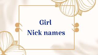 Nick names for girls 2021 || girl Nick names || north indian Nick names