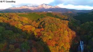 空撮　栃木県日光市「霧降ノ滝」紅葉　Aerial Shoot above Kirifuri Waterfall  in Tochigi, Japan