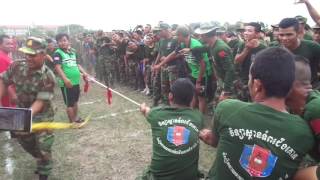 Football in Cambodia at Army Institute កីឡាទាញព្រាត់