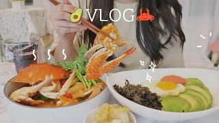 ENG) 불닭김밥 8줄과 장조림 대량 생산하기🍘, 재도전한 아보카도와🥑 제철 꽃게탕 해먹는 자취일상🦀ㅣ크래미유부초밥, 치킨샌드위치, 불닭크림카레, 밥솥구매, 새우라면, 샌드박스선물