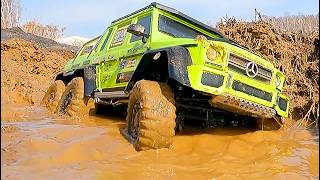 RC Car Mud Mayhem! 💥 Land Rover, G63 6x6, \u0026 TRX4 Tackle the SLOP! 🌊