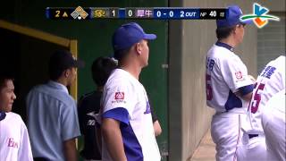 20130824-1 CPBL 象VS犀牛 2上 蔡明覺高飛犠牲打, 兄弟第1分進帳