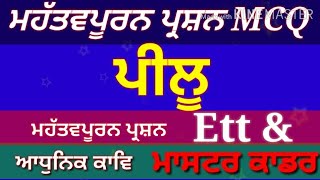 ਪੀਲੂ।Peelu MCQ।ਕਿੱਸਾ ਕਾਵਿ । ਮੱਧਕਾਲੀ ਸਾਹਿਤ - master cadre punjabi, ugc net punjabi, #ugcnetpunjabi