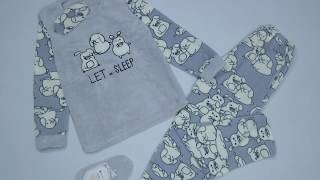 Let me Sleep Desenli Bayan Peluş Pijama Takımı