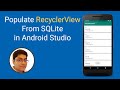Populate RecyclerView from SQLite Database in Android Studio