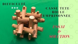 Solve wooden puzzle Imprisoned Ball - Solution