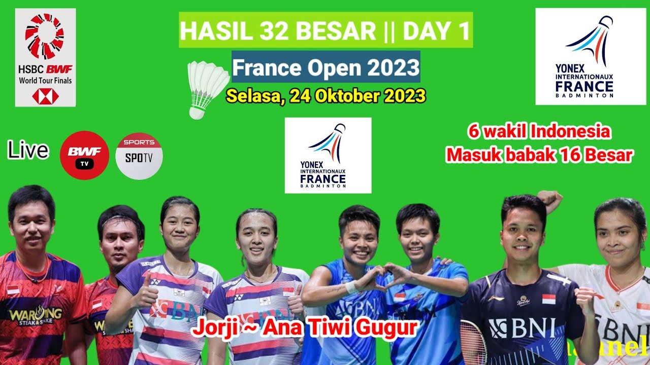 Hasil Lengkap Babak 32 Besar Day 1 Malam Tadi ~ France Open 2023 ~ 6 ...