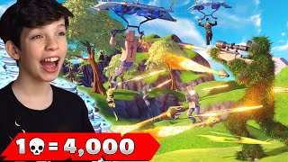 1 Elimination = 4,000 VBucks with My Little Brother! (Fortnite Challenge)