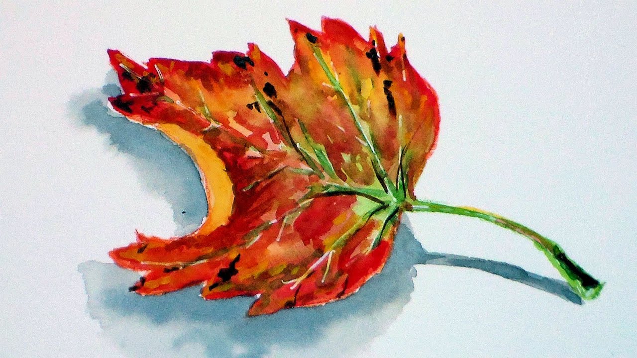 Fall Leaf Watercolor Painting Tutorial Youtube