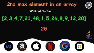🚀 How to find second max element in array using java 💻 #programmingkt #java #technology #corejava