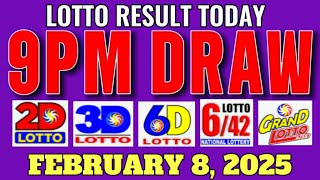 Lotto Result Today 9pm Draw February 8 2025 Swertres Ez2 6/42 6/55 Grand Lotto PCSO Live Result