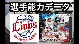 【プロスピ2019】 埼玉西武ライオンズ 選手能力データ 【プロ野球スピリッツ2019】 〈プロスピAのPS4版