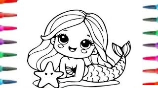 how to draw a mermaid for kids, how to draw the little mermaid, mermaid drawing \u0026 colour