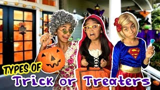 Types of Trick or Treaters - Halloween Candy Funny Skits // GEM Sisters