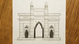 How to draw Gateway of India step by step