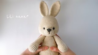 【約35cm】大きめうさちゃんの編み方/耳【かぎ針編み】Crochet Amigurumi Rabbit