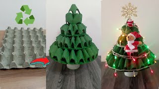 como hacer arbol de navidad con cartones de huevo reciclados - manualidades de reciclaje