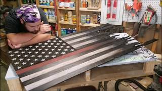 Custom made firefighter flag thin red line