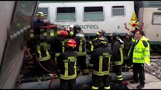 Treno deraglia a Pioltello, il video dei vigili del fuoco