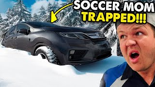 Van Takes WRONG Turn on Icy Road.. Needs RESCUE!