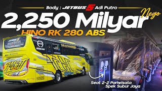 Dijual : Jetbus 5 HINO RK 280 ABS/2023 - Harga 2,250 Milyar Nego (Seat 2-2 Pariwisata)