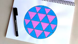 How to Draw Simple Triangle Pattern in Circle by Compass and Scale || Simple Geometric Pattern