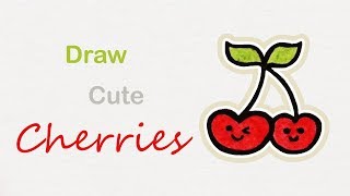 How to draw cute Cherries | Step by step art for kids