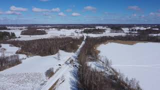 Latgale, Sivera ezers ziema.Sivera lake in winter.Латгалия, озеро Сивера зимой.Dji Mavic 2pro video.