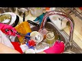 🧽pure asmr dishwashing 🌊rubber gloves u0026 spandex Сlean with me