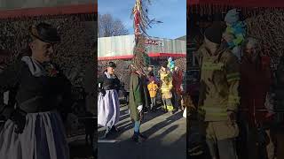 Dance of Schönperchten during Perchtenlauf in Altenmarkt im Pongau, Austria