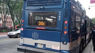 CTTransit 2011 Nova Bus LFS Articulated HEV #1102 on the 34X Outbound