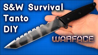 How to make S\u0026W Survival Tanto WarFace Knife out of wood with your own hands. WarFace DIY