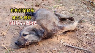 小奶狗因前腿残疾，遭主人恨心抛弃，小伙在危极时刻好心拯救【小墨记录者】