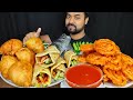 SAMOSA/ SINGARA, RASHMI JALEBI, EGG ROLL, TOMATO SAUCE, SALAD MUKBANG ASMR EATING SHOW | BIG BITES |