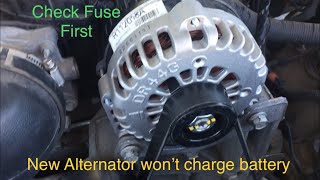 Alternator Fuse Check this first, if new alternator is not charging. Shown on GMC Yukon Tahoe Sierra