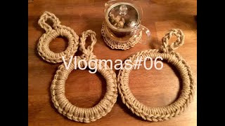 Maggie愛玩手作Vlogmas#06／DIY手編織麻繩鍋墊教學分享／聖誕節手作禮物／DIY hemp strings pot holder