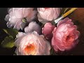 TRANSPARENT ROSES ON BLACK BACKGROUND / OIL PAINTING STEP BY STEP