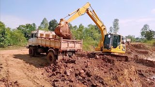 Komatsu Pc 130-8 ขุดสระล้วงลึก ตักดินใส่ดั้ม วิ่งงานเหมาถมที่ Excavator DumpTruck