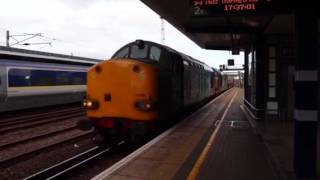 DRS 37059 and 37602 through Ashford with the nuclear flask.