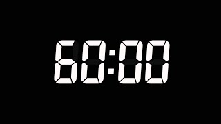 60 Seconds Digital Countdown Timer | Black Background | No Sounds