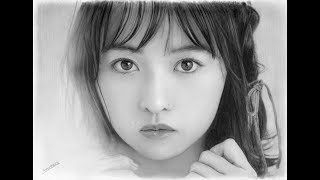 伊藤万理華、描いてみた。完成までの早送り　乃木坂46 / Pencil drawing/ Marika Ito/ Nogizaka46/  How To Draw/ Fast forwarding