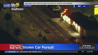 Stolen car pursuit continues to go around Studio City/North Hollywood area