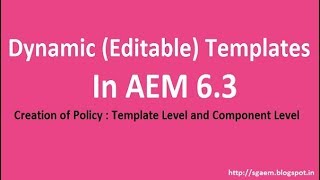 Template Editor in AEM 6.3: Template and Component Level Policies