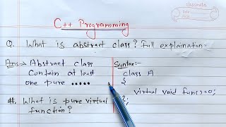 Abstract class in C++ | what is abstract class and pure virtual function in c++