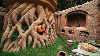 Survival Girl, Building a Secret Private Underground House and Mini Pool Living Warm with Nature