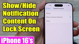 iPhone 16/16 Pro Max: How to Show/Hide Notification Content On Lock Screen