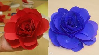 How To Make paper Rose Folwer Shashmitha Making tutorial