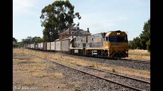 Trackside: NR93 and NR67 power through Stawell with 4PM6 Perth to Melbourne Superfreighter- 18/2/23