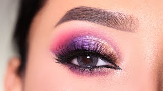 Cut crease PURPLE eyeshadow look || Party eye makeup Tutorial || Shilpa